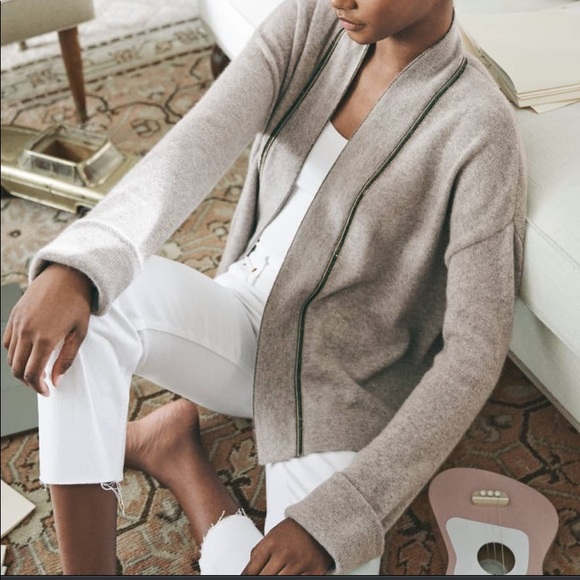 Neiman Marcus Chain Trim Cashmere Cardigan with Cuff NWT